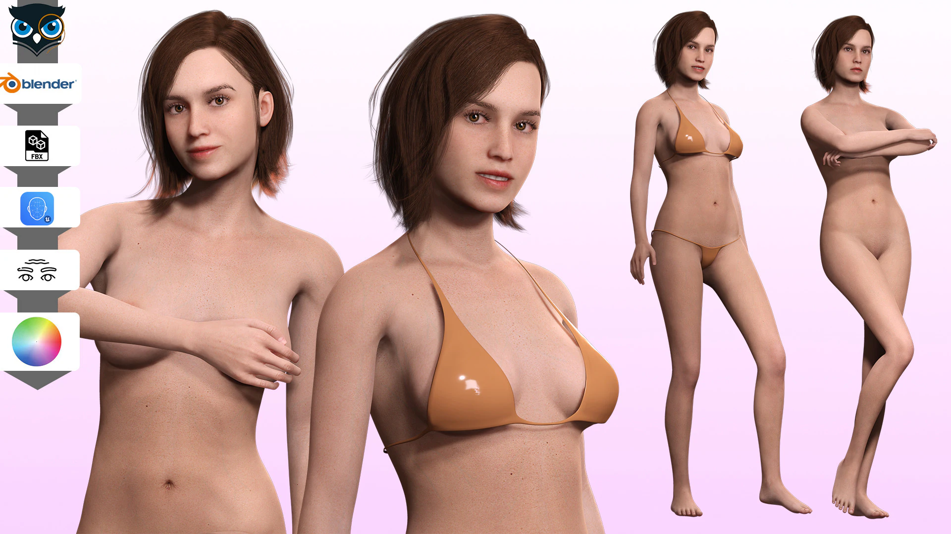 Sabrina -Realistic Woman Hd 4K 3D Model .c4d .max .obj .3ds .fbx .stl .blend 