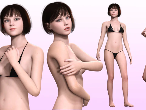 아멜 현실적인 아름다운 소녀 Baseshape 3D 모델