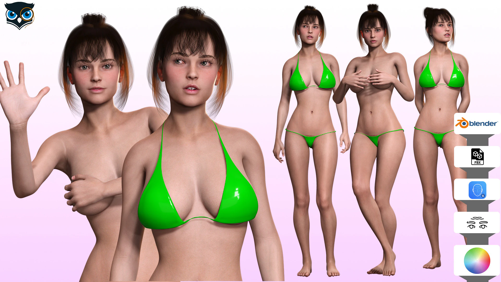 Ella Realistic Woman Ready 3D Model .c4d .max .obj .3ds .fbx .stl .blend 