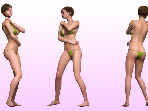 Aurora-Realistic Girl in bikini Low-poly Model 3D
