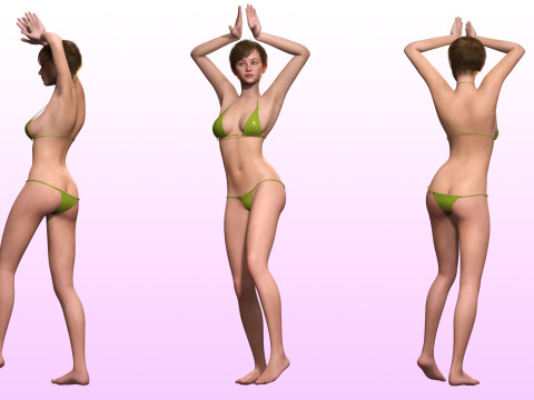 Aurora-Realistic Girl in bikini Low-poly Model 3D