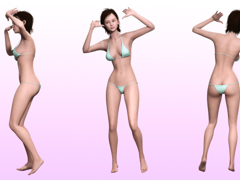Lauren Realistic Girl in bikini Advance Shader Modello 3D