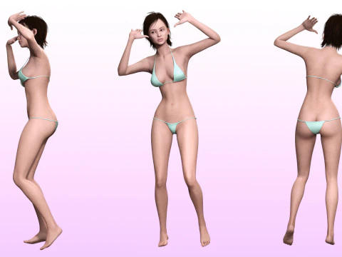 Lauren Realistic Girl in bikini Advance Shader 3D Model