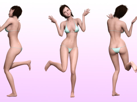 Lauren Realistic Girl in bikini Advance Shader Modello 3D