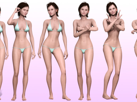 Lauren Realistic Girl in bikini Advance Shader Modello 3D
