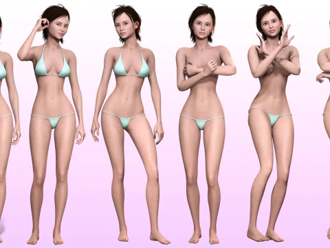 Lauren Realistic Girl in bikini Advance Shader 3D Model