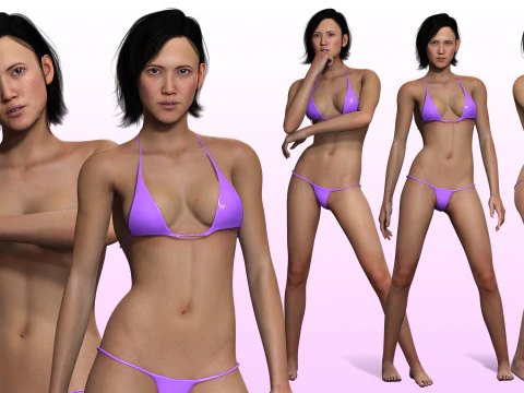 Ji eun - modelo realista de foto de mulher asi&aacute;tica realista Modelo 3D