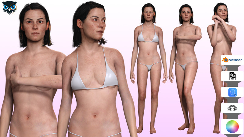 Margaret - Realistic Woman Middle Age HD Texture 3D-Modell .c4d .max .obj .3ds .fbx .stl .blend