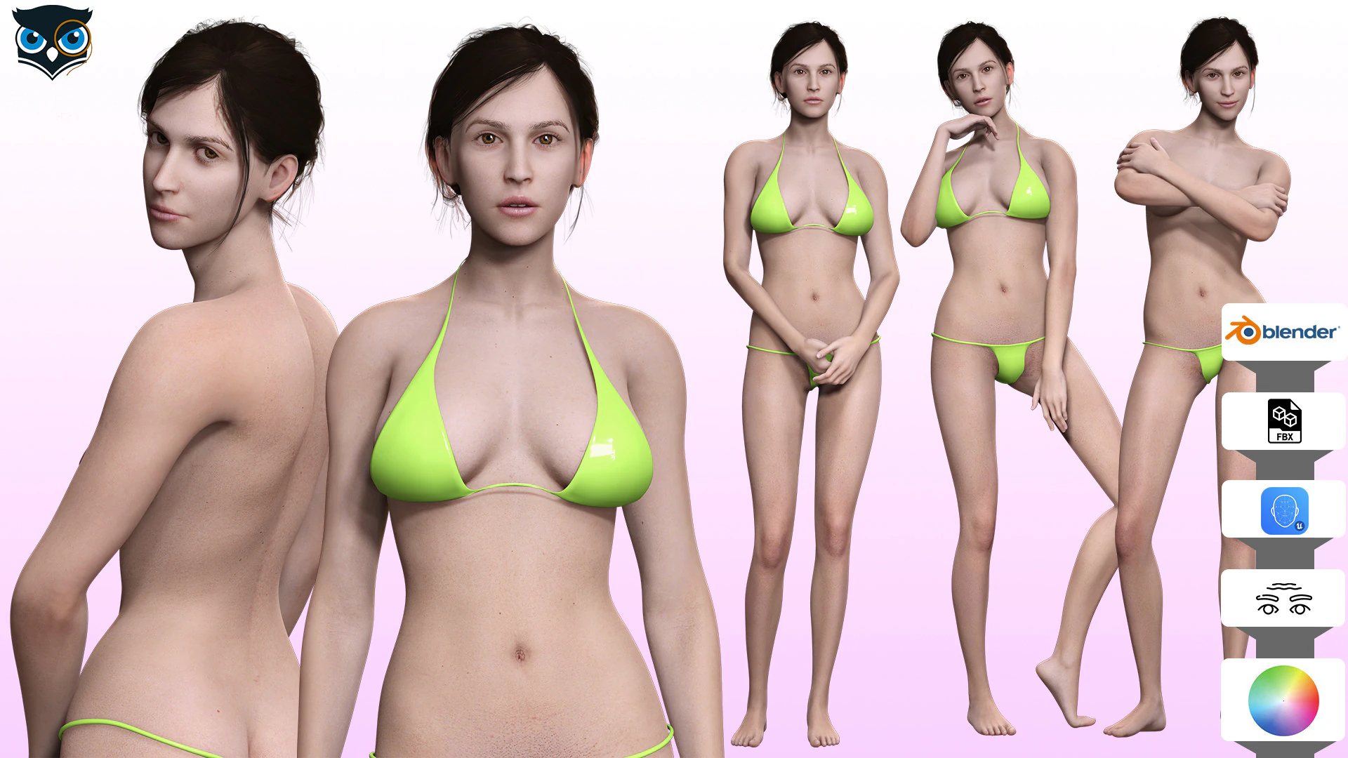 Isabella - Female Base Mesh Realistic Reference 3D Model .c4d .max .obj .3ds .fbx .stl .blend 