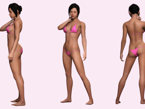 Juana - Hyper Realistic Asian woman Low-poly 3D Model