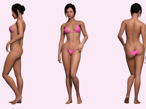 Juana - Hyper Realistic Asian woman Low-poly 3D 모델
