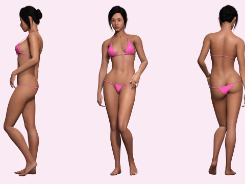 Juana - Hyper Realistic Asian woman Low-poly 3D Model