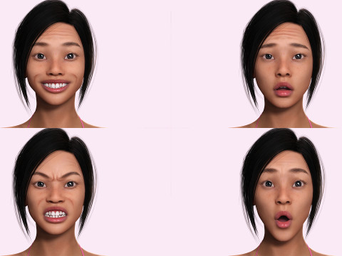 Juana - Hyper Realistic Asian woman Low-poly 3D 모델