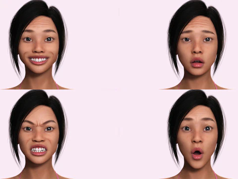 Juana - Hyper Realistic Asian woman Low-poly 3D Model