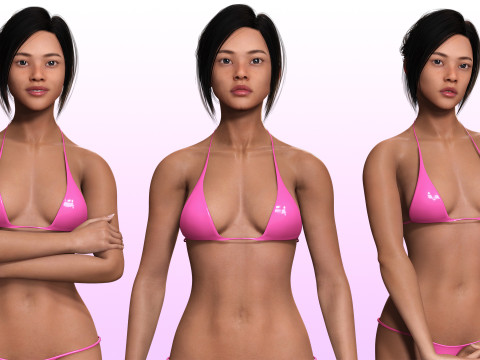Juana - Hyper Realistic Asian woman Low-poly 3D 모델