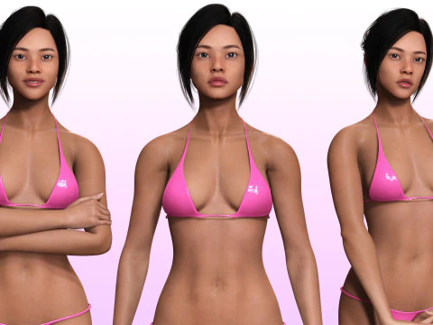 Juana - Hyper Realistic Asian woman Low-poly 3D Model