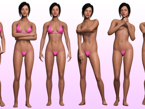 Juana - Hyper Realistic Asian woman Low-poly 3D 모델