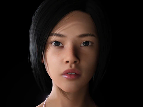 Juana - Hyper Realistic Asian woman Low-poly 3D Model