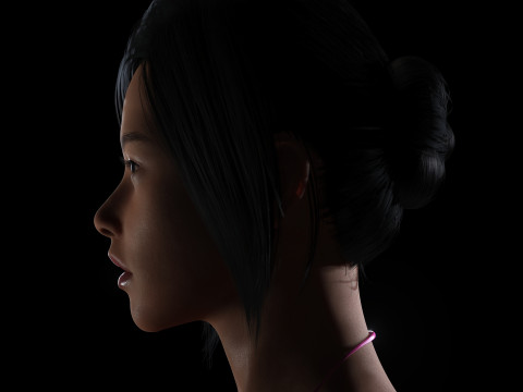 Juana - Hyper Realistic Asian woman Low-poly 3D 모델