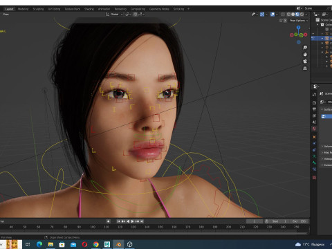 Juana - Hyper Realistic Asian woman Low-poly 3D 모델