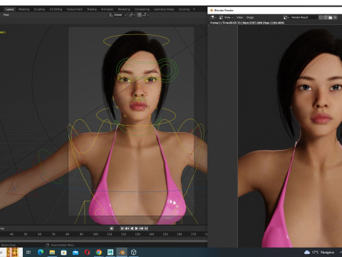 Juana - Hyper Realistic Asian woman Low-poly 3D 모델