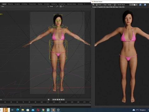 Juana - Hyper Realistic Asian woman Low-poly 3D Model