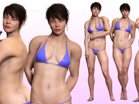 Serena - Mulher atl&eacute;tica realista pronta para usar Modelo 3D