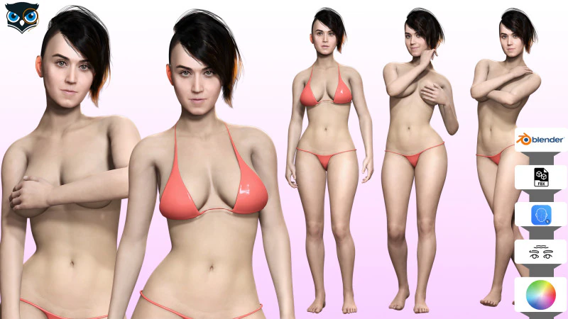 ケイティ - 現実的な歌手の女性 3Dモデル .c4d .max .obj .3ds .fbx .stl .blend