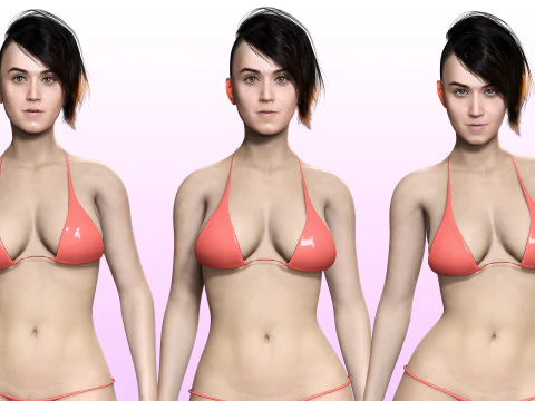 ケイティ - 現実的な歌手の女性 3Dモデル