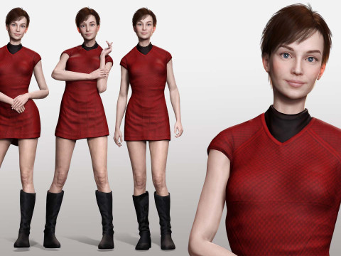 Mariya - Realistic Women With Red Dress 3D Model