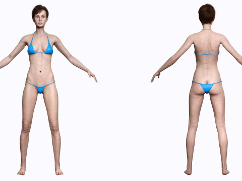 Mariya - Realistic Women With Red Dress Modello 3D