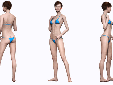 Mariya - Realistic Women With Red Dress Modello 3D