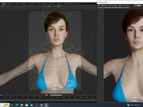 Mariya - Realistic Women With Red Dress Modello 3D