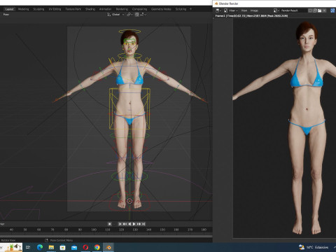 Mariya - Realistic Women With Red Dress Modello 3D