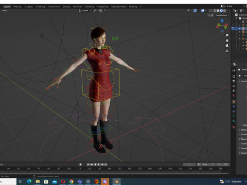 Mariya - Realistic Women With Red Dress Modello 3D