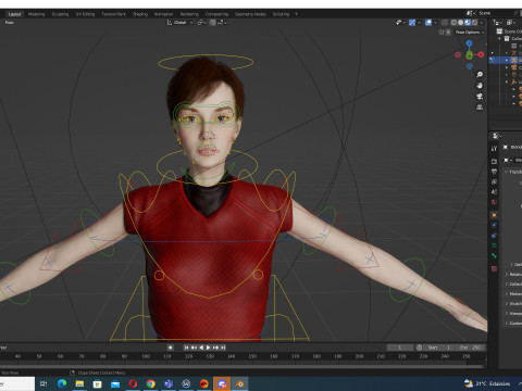 Mariya - Realistic Women With Red Dress Modello 3D