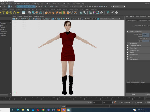 Mariya - Realistic Women With Red Dress Modello 3D
