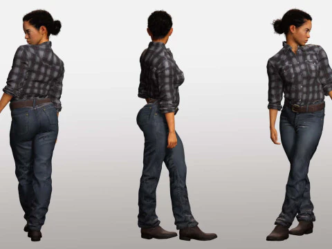 Dahlia - Realistic African American In Casual clothing 3D Model