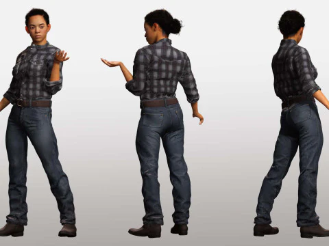 Dahlia - Realistic African American In Casual clothing 3D Model