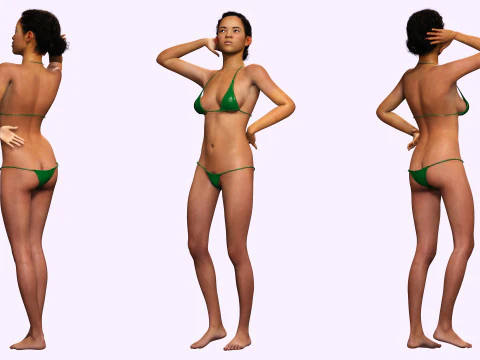 Dahlia - Realistic African American In Casual clothing 3D Model