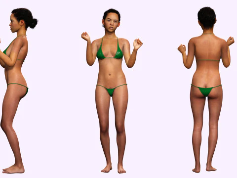 Dahlia - Realistic African American In Casual clothing 3D Model