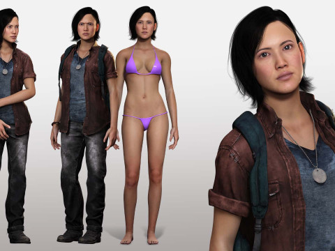 Ji eun- Asian Woman In Adventure Outfit 3D Model