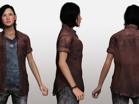 Ji eun- Asian Woman In Adventure Outfit 3D Modell