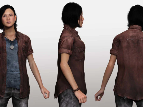 Ji eun- Asian Woman In Adventure Outfit 3D Model
