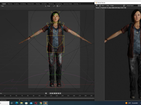 Ji eun- Asian Woman In Adventure Outfit 3D Modell