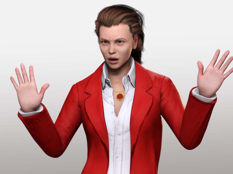 Jumana - Business Woman With Red And Black Suit 3D मॉडल