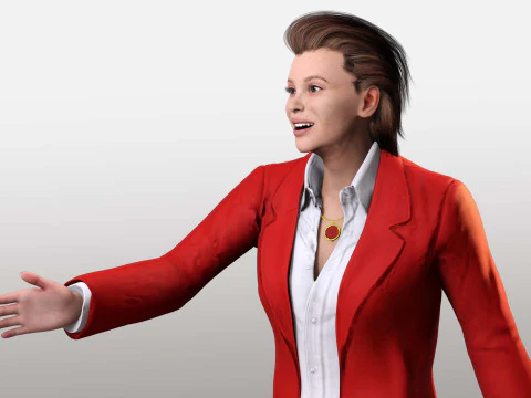 Jumana - Business Woman With Red And Black Suit 3D Model