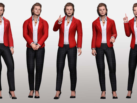 Jumana - Business Woman With Red And Black Suit 3D मॉडल