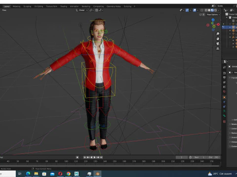 Jumana - Business Woman With Red And Black Suit 3D Model