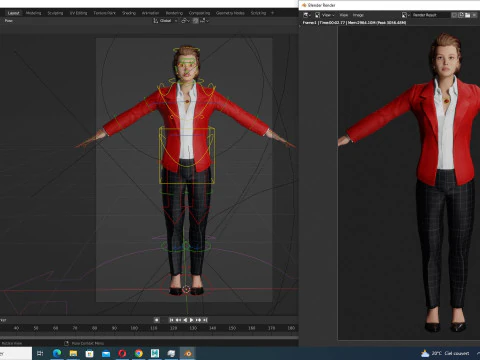 Jumana - Business Woman With Red And Black Suit 3D Model